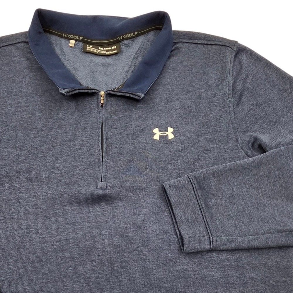 Under Armour UA Storm SweaterFleece Quarter Zip Pullover Navy Blue Mens 3XL